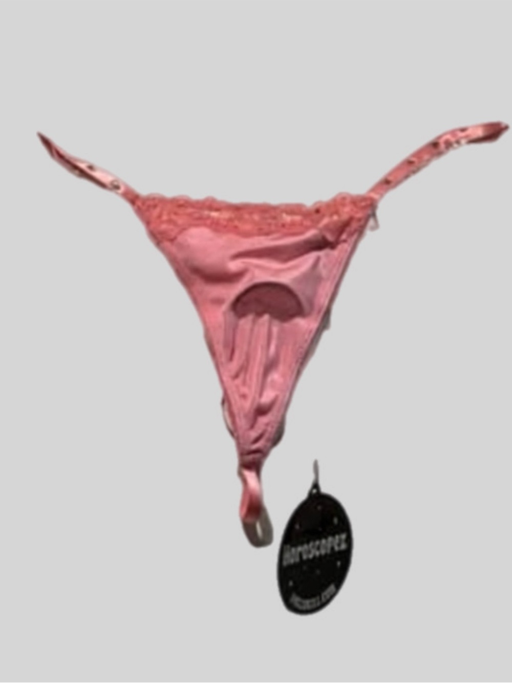 Dolls Kill (I) Horoscopez Libra Pink Satin Lace Thong XXS Body Chain Panty NWT